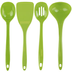 Calypso Basics BPA-Free Melamine Kitchen 4-Piece Food Grade Plastic Utensil Set with Spoon, Spatula, Ladle, Slotted Spoon by Reston Lloyd,  Lime