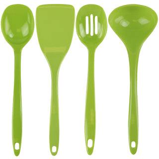 Calypso Basics BPA-Free Melamine Kitchen 4-Piece Food Grade Plastic Utensil Set with Spoon, Spatula, Ladle, Slotted Spoon by Reston Lloyd,  Lime