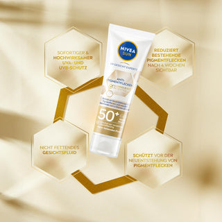 Nivea Sun Luminous630 Anti-Spot Sunscreen Face Cream SPF50+ - Non-Greasy, Reduces Sun Spots, 1.35 fl oz - Glamourous Grace