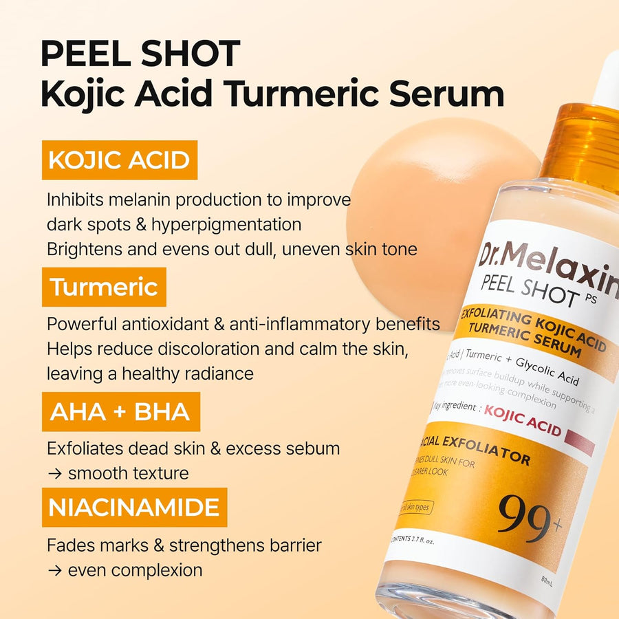Dr. Melaxin Peel Shot Exfoliating Kojic Acid Turmeric Serum - Glamourous Grace