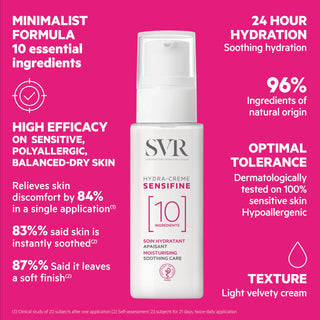 SVR Sensifine Hydra Moisturizing Cream for Dry & Sensitive Skin - Natural Skincare, Hydrating & Nourishing Cream, 1.35 fl oz - Glamourous Grace