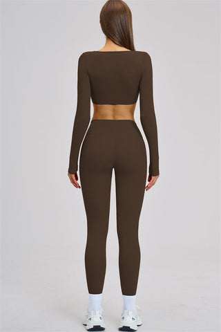 The Zestful Long Sleeve Crop Top Leggings 2-Piece Set