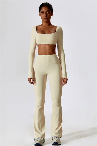 The Lily Belle Crop Top Flared Leggings 2-Piece Set