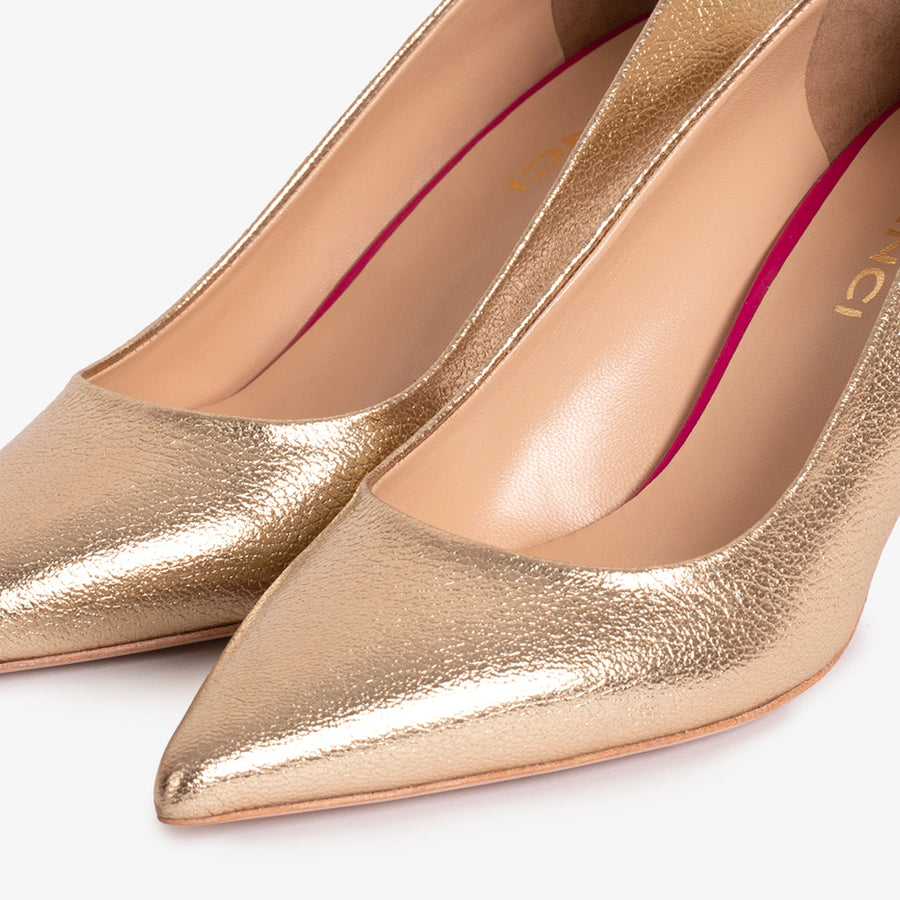 The Brunello Gold Leather Pump Women Shoe - Glamourous Grace