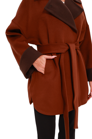 Sandro Cashmere Blend Overcoat in Cinnamon