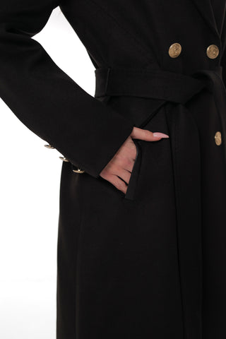 Vivian Tailored Cashmere Wool Coat in Black