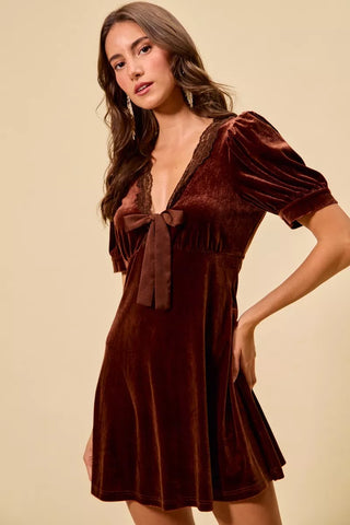 SO ME Velvet Short Sleeves Mini Dress - Glamourous Grace