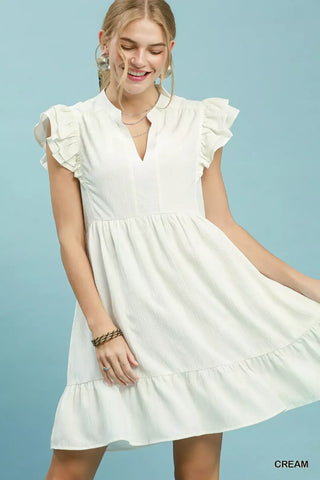 Umgee Ruffle Sleeve Babydoll Dress - Glamourous Grace
