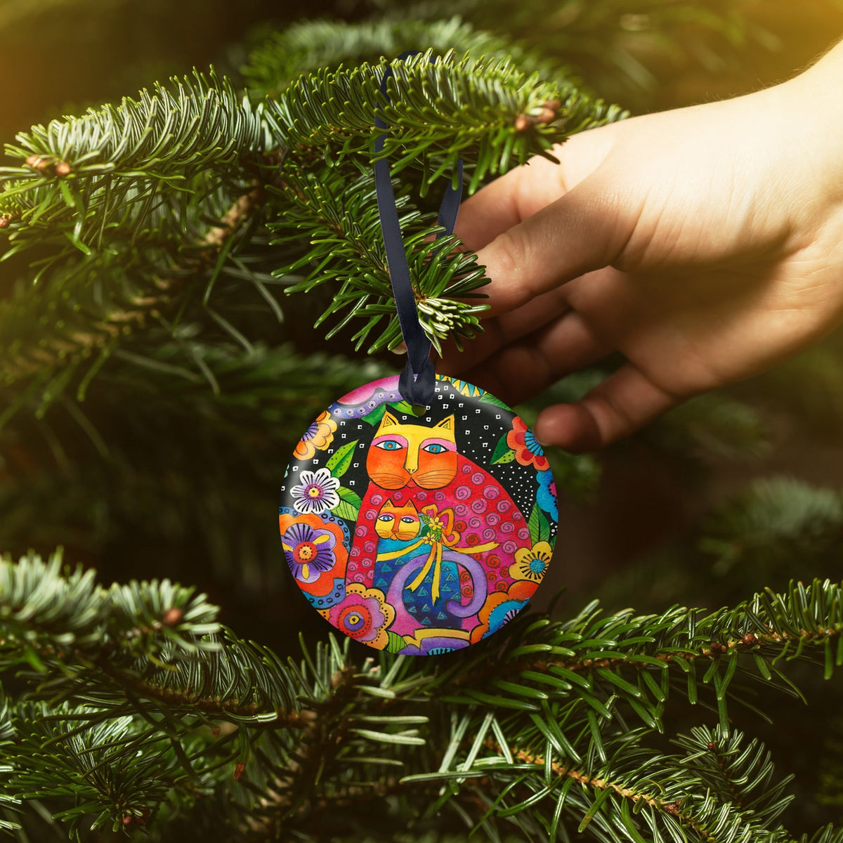 Laurel Burch Mother-Daughter in Flowers Porcelain Keepsake Ornament – Flat Ceramic, Gift-Ready