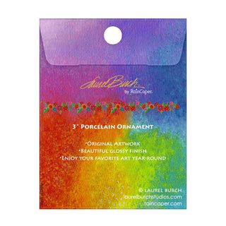 Laurel Burch Rainbow Cat Porcelain Keepsake Ornament – Flat Ceramic, Gift-Ready