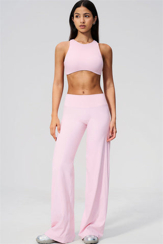 The Twirl Open Back Sports Bra Straight Leg Pants 2-Piece Set