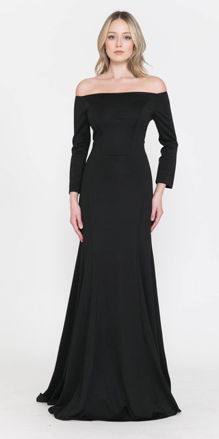CLEARANCE - Poly USA | Ed Young 8378 Off-Shoulder Long Dress with Long Sleeves (Size M)