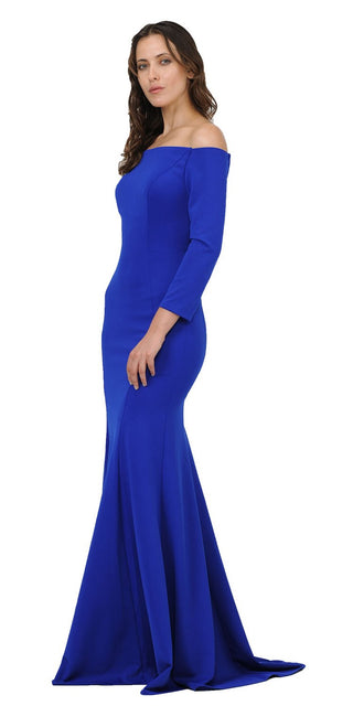 CLEARANCE - Poly USA | Ed Young 8378 Off-Shoulder Long Dress with Long Sleeves (Size M)