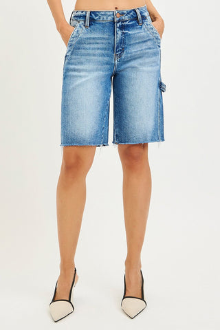 RISEN High Rise Bermuda With Side Tab Detail