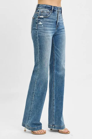 RISEN Distressed Detail Bootcut Jeans