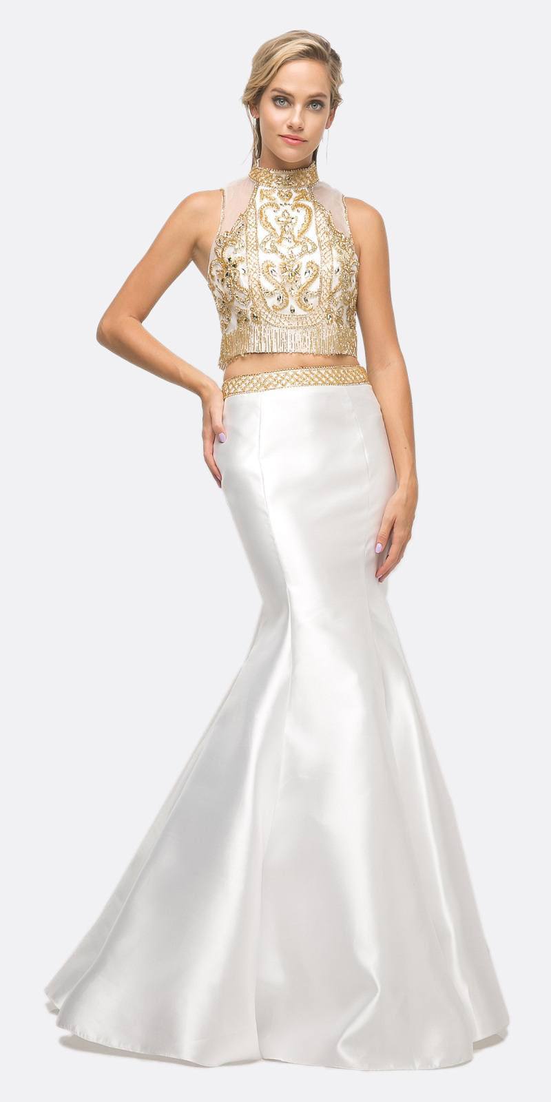Cinderella Divine 84016 Beaded Bodice 2 Piece Mermaid Gown T-Back - Glamourous Grace