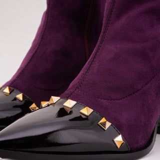 The Amethyst Studded Deep Purple Suede Leather Women’s Boot