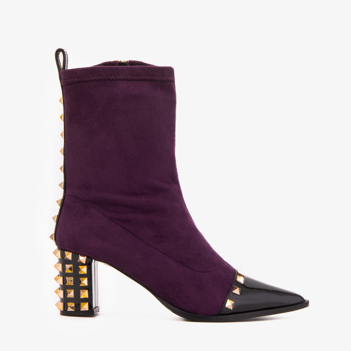The Amethyst Studded Deep Purple Suede Leather Women’s Boot