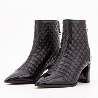 The Celeste Black Tip Quilted Leather Women’s Boot