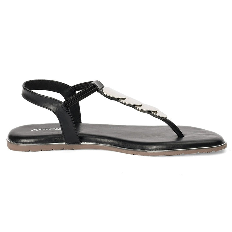 Bella - Black Thong Sandals - Glamourous Grace