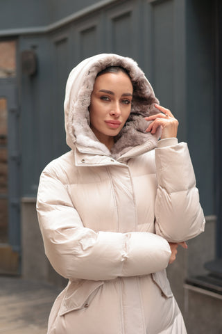 Arden Genuine Rex Rabbit Fur Down Insulated Coat