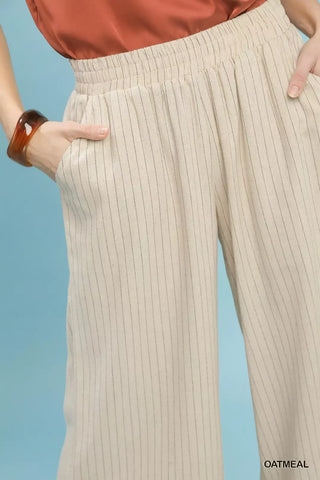 Umgee Pinstripe Wide Leg Pants - Glamourous Grace