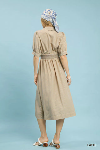 Umgee Striped Midi Dress with Front Zipper - Glamourous Grace
