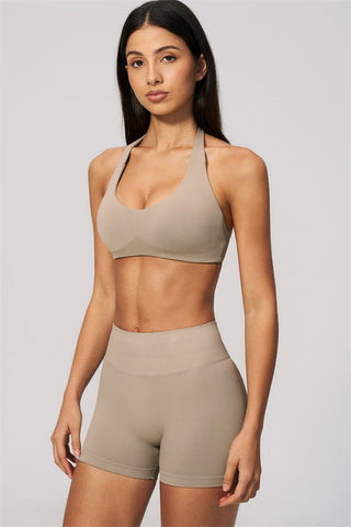 The Velvetine Halter Sports Bra Shorts 2-Piece Set