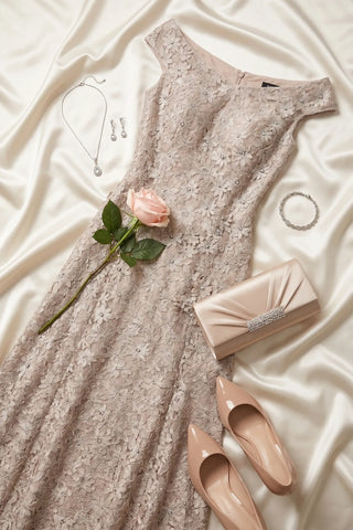 Beige Maxi Lace Gown, Bruna