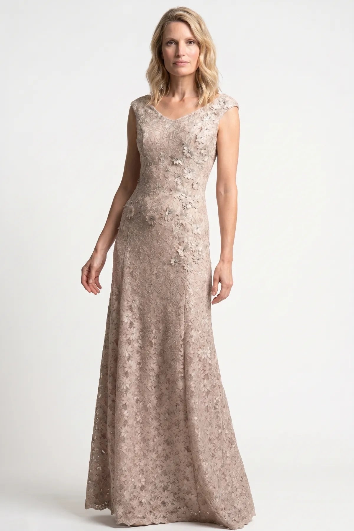 Beige Maxi Lace Gown, Bruna