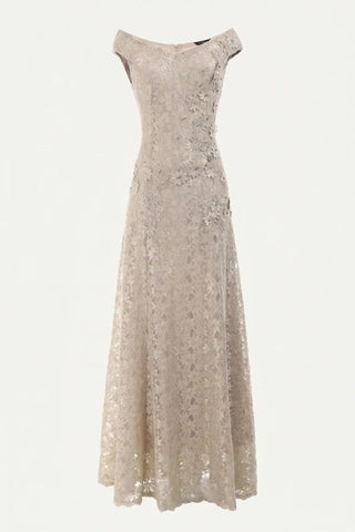 Beige Maxi Lace Gown, Bruna