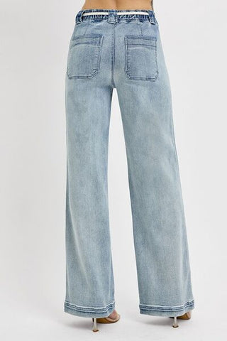 RISEN Four Pocket Straight Leg Blue Denim Jeans