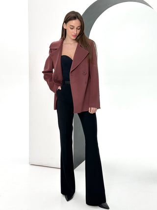 Lyndale Cashmere Wool Blend Coat in Sangria