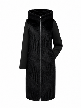 Reversible Faux Fur & Suede Hooded Coat