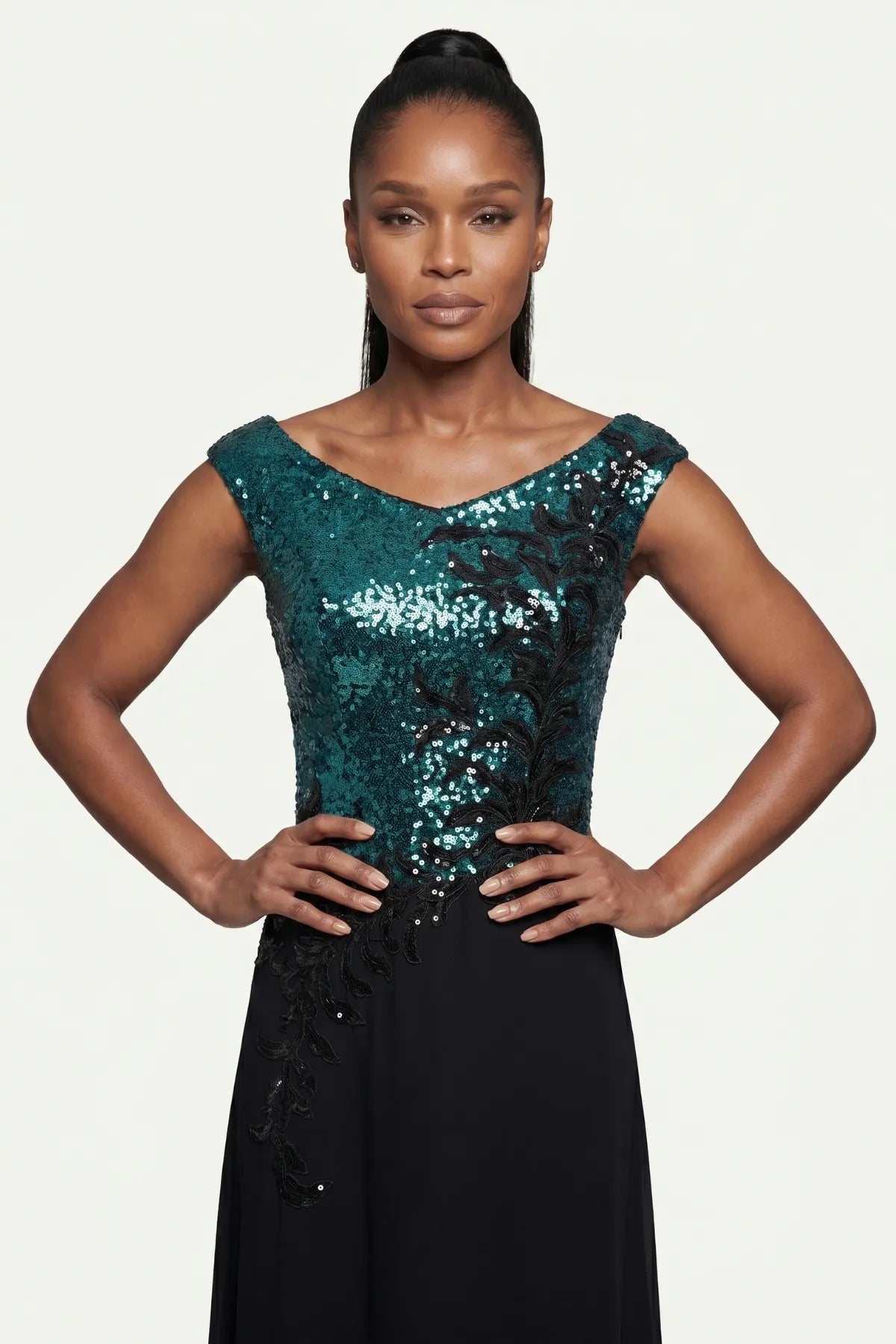 Green and Black Sequin Maxi Dress, Greta
