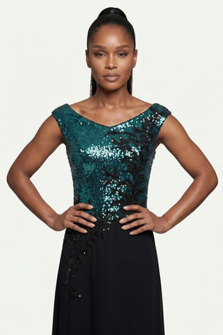 Green and Black Sequin Maxi Dress, Greta