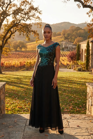 Green and Black Sequin Maxi Dress, Greta