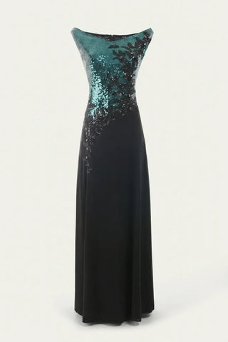 Green and Black Sequin Maxi Dress, Greta