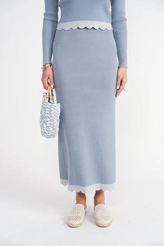 Scalloped Knit Skirt- Baby Blues