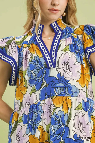 Umgee Mix Bold Floral Tiered Midi Dress - Glamourous Grace