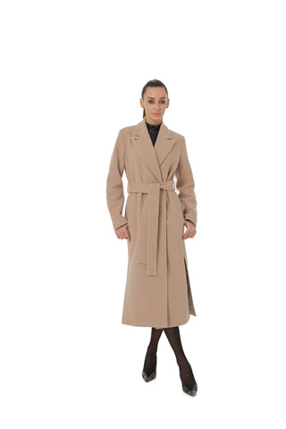 Arden Classic Wraparound Overcoat in Latte