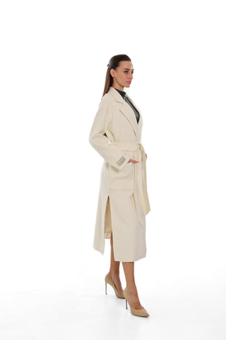 Estelle Classic Cashmere Wool Blend Overcoat in Ivory