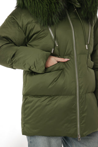 Genuine Silver Fox Fur Down Fill Coat