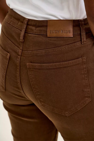 Judy Blue High Waist Aurora Weekender Mahogany Jeans with Knee Darts