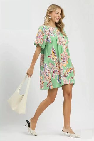 Umgee Boho Floral Print Mini Dress with Pockets - Glamourous Grace