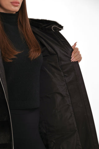 Faux Mink Effect Fur Hooded Coat