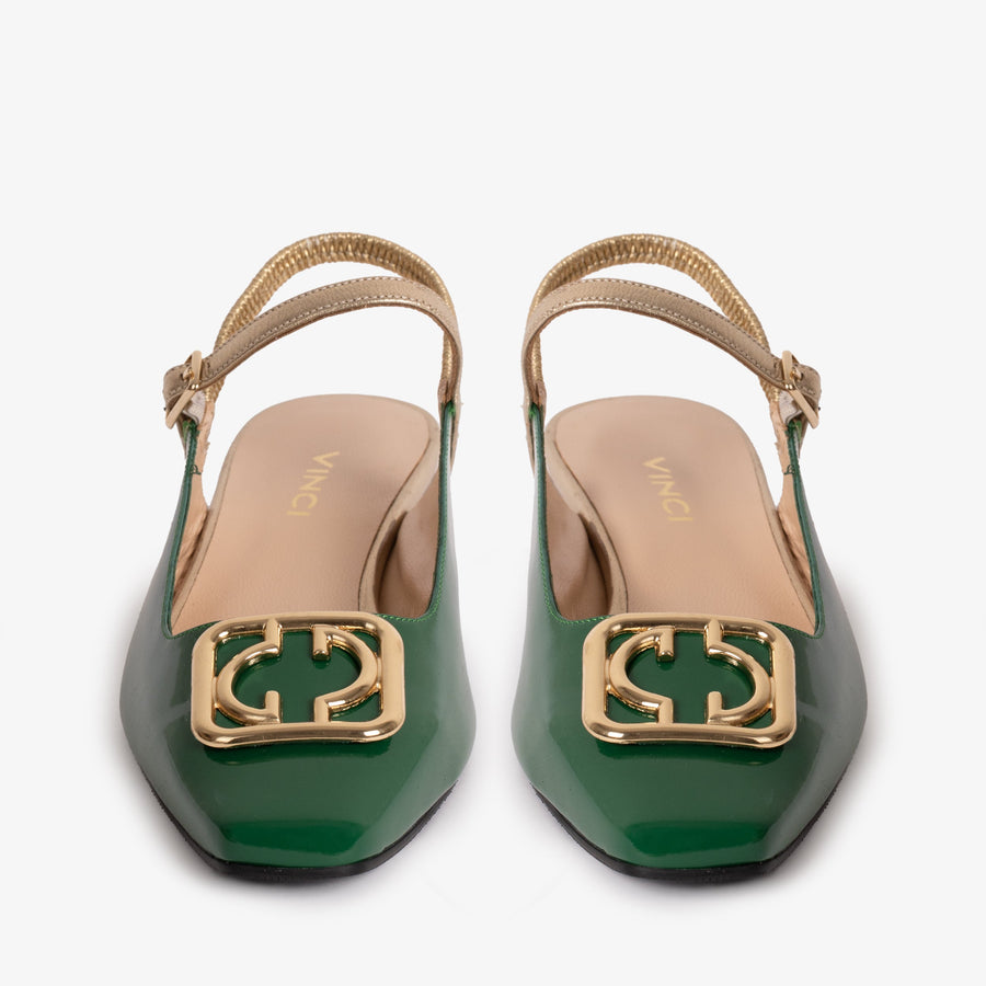 The Rosalinda Green Patent Leather Women Flat Slingback Sandal - Glamourous Grace