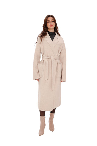 Mia Premium 85% Wool Cashmere Coat in Sea Salt
