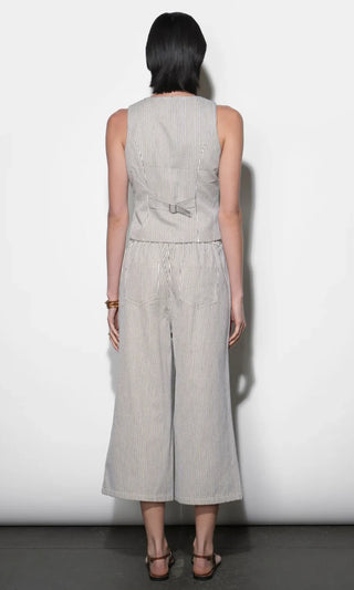 Alice Canvas Ivory & Black Stripe Wide Leg Culottes