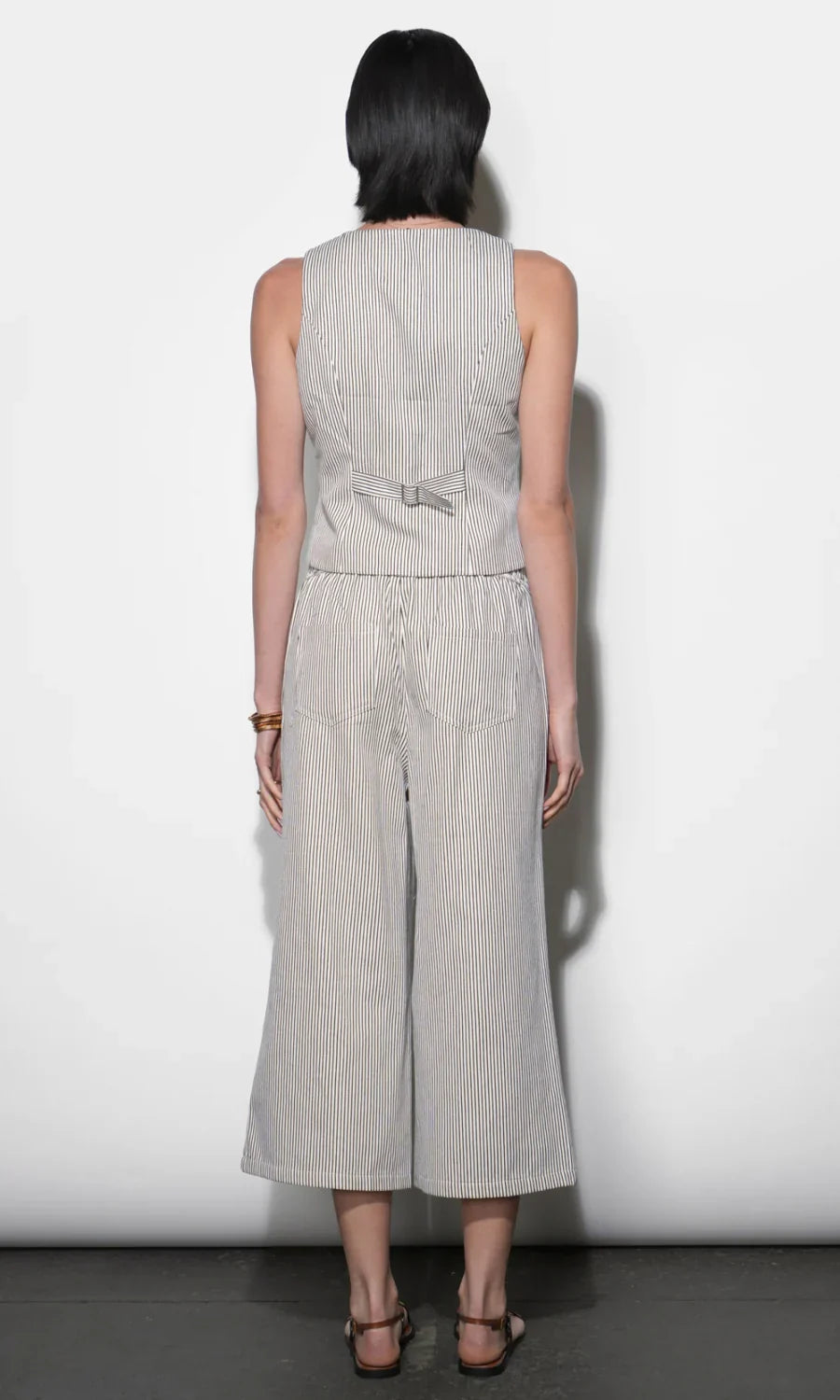 Alice Canvas Ivory & Black Stripe Wide Leg Culottes